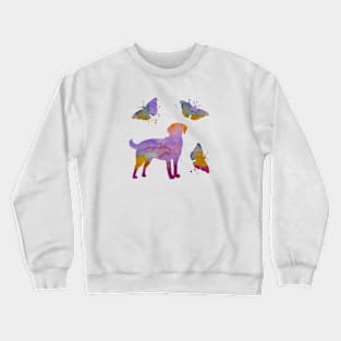 Labrador Art, Colorful, Butterflies Crewneck Sweatshirt